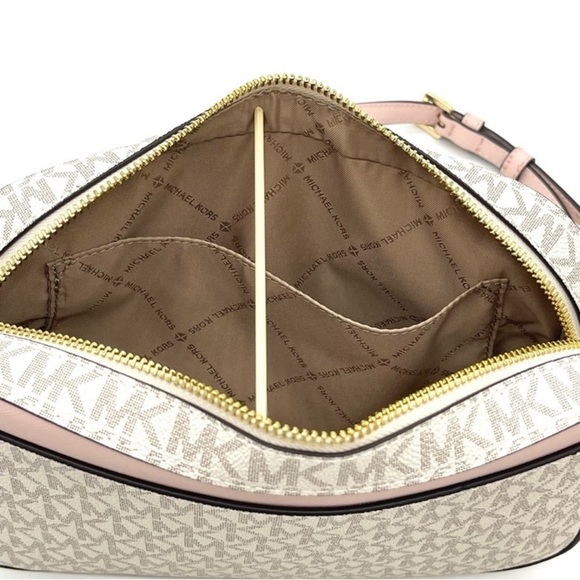 Michael Kors EW Zip Chain Xbody Bag Vanilla/ Light Pink - Picture 8 of 14